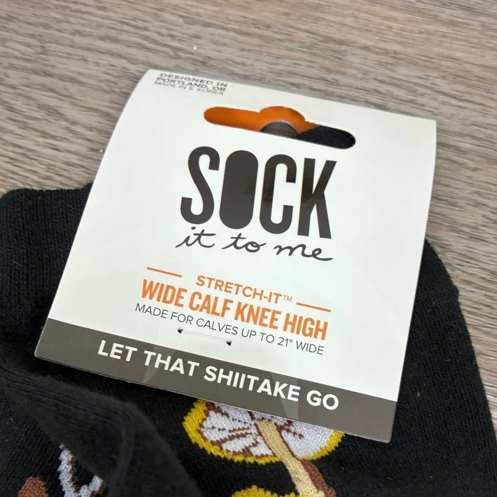 Sock it to Me Let That Shitake Go Knee High Socks Wide Calf Mushroom Unisex